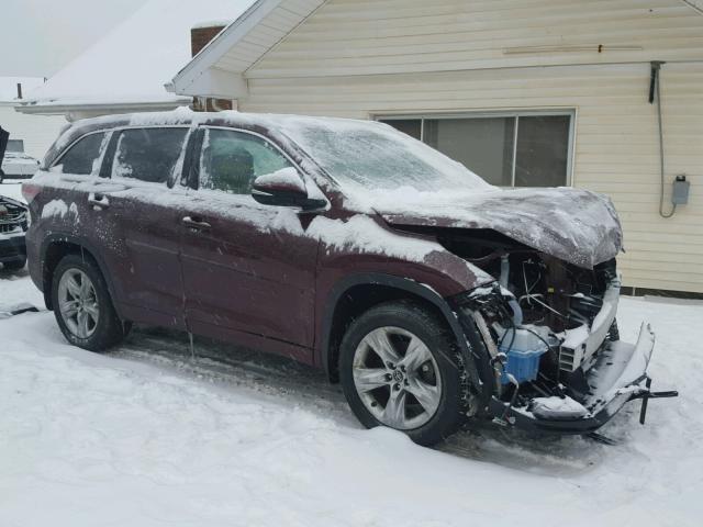 5TDDKRFH3GS325620 - 2016 TOYOTA HIGHLANDER BURGUNDY photo 1