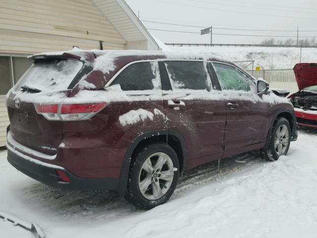 5TDDKRFH3GS325620 - 2016 TOYOTA HIGHLANDER BURGUNDY photo 4