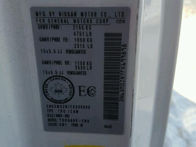 3N63M0ZN7FK699898 - 2015 CHEVROLET CITY EXPRE WHITE photo 10