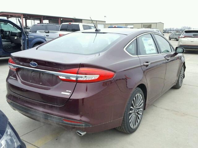 3FA6P0HD5HR292503 - 2017 FORD FUSION SE BURGUNDY photo 4