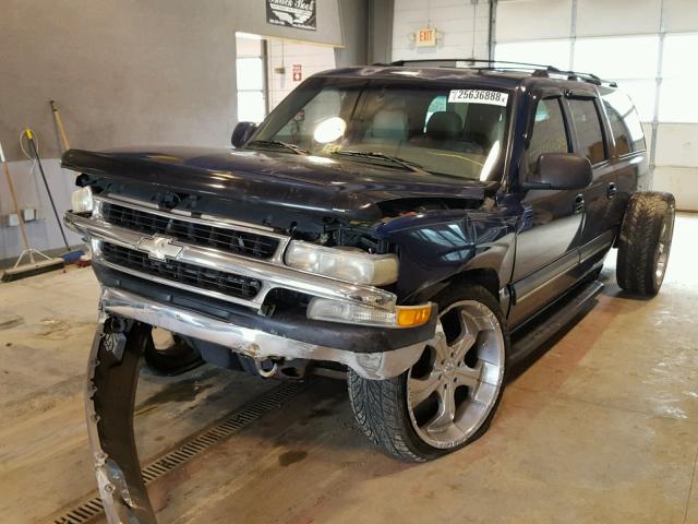 1GNFK16Z72J114355 - 2002 CHEVROLET SUBURBAN K BLUE photo 2