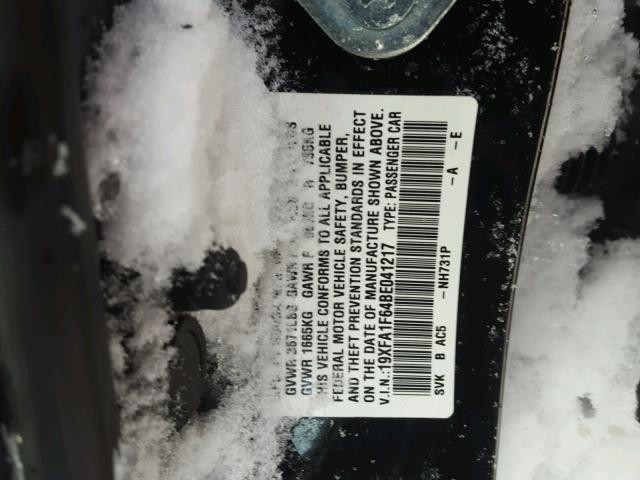 19XFA1F64BE041217 - 2011 HONDA CIVIC LX-S შავი ფოტო 10