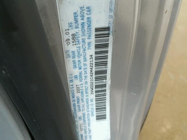 3VWDD21C42M422134 - 2002 VOLKSWAGEN NEW BEETLE 银色 照片 10