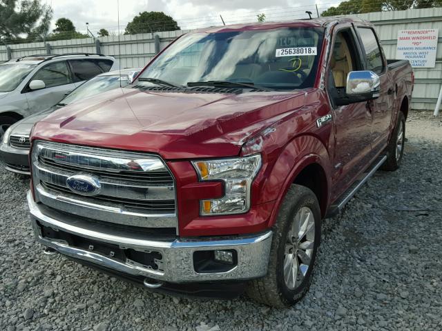 1FTEW1EG2FFB77591 - 2015 FORD F150 SUPER RED photo 2