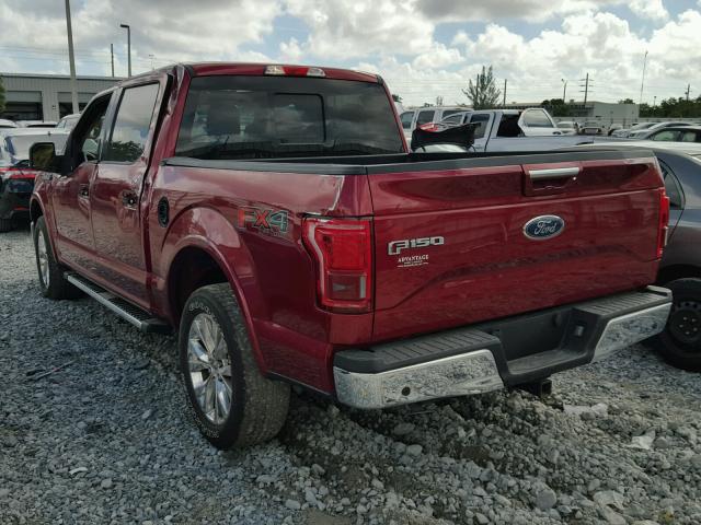1FTEW1EG2FFB77591 - 2015 FORD F150 SUPER RED photo 3