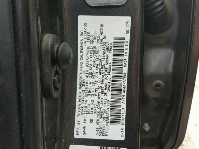 5TELU4EN8AZ691129 - 2010 TOYOTA TACOMA DOU GRAY photo 10