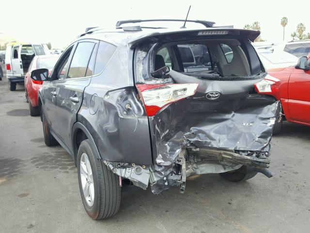 JTMWFREV6DD004621 - 2013 TOYOTA RAV4 XLE GRAY photo 3