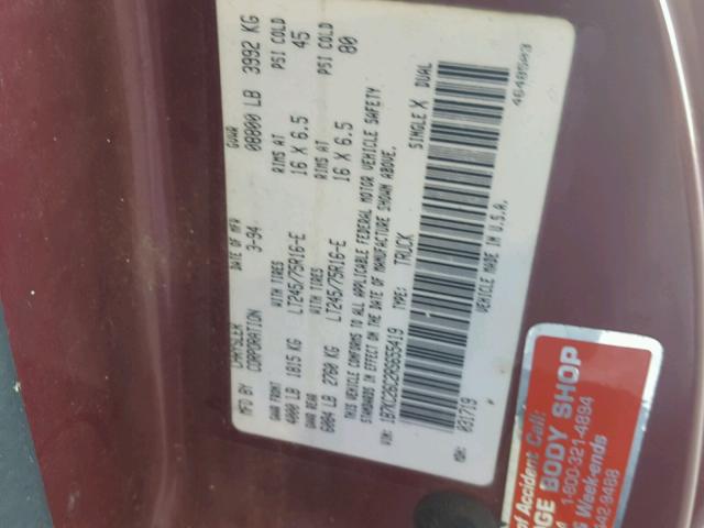 1B7KC26C2RS655419 - 1994 DODGE RAM 2500 RED photo 10