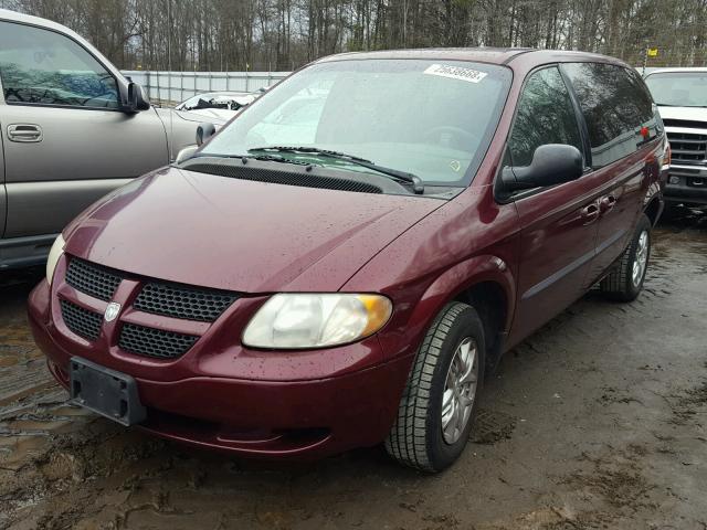 1D4GP44343B227001 - 2003 DODGE GRAND CARA BURGUNDY photo 2