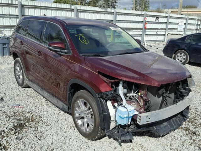 5TDZKRFH8GS176742 - 2016 TOYOTA HIGHLANDER BURGUNDY photo 1