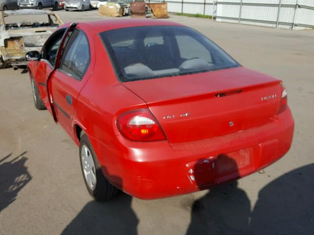 1B3ES26C64D572851 - 2004 DODGE NEON BASE RED photo 3