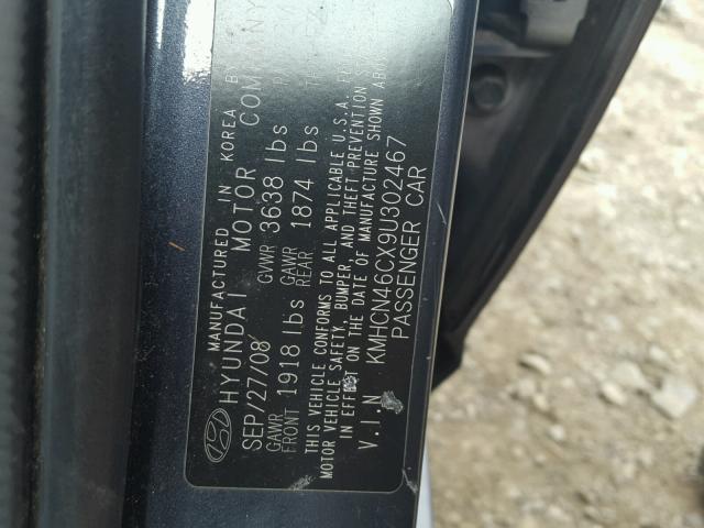 KMHCN46CX9U302467 - 2009 HYUNDAI ACCENT GLS BLUE photo 10