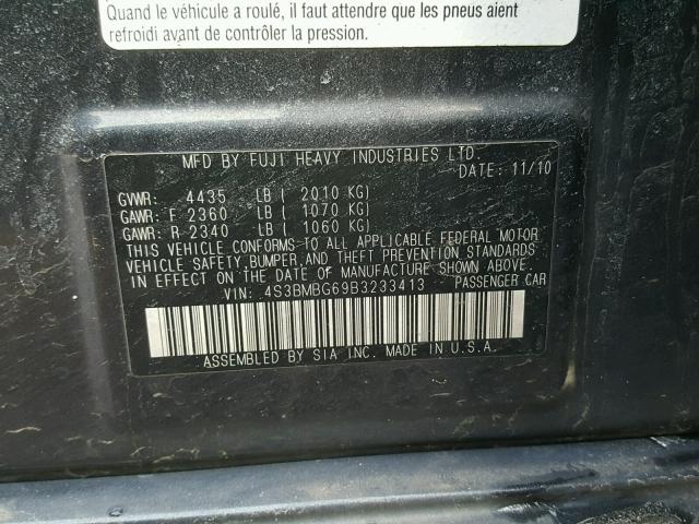 4S3BMBG69B3233413 - 2011 SUBARU LEGACY 2.5 GRAY photo 10