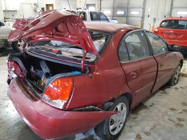 KMHDN45D14U752614 - 2004 HYUNDAI ELANTRA GL RED photo 4