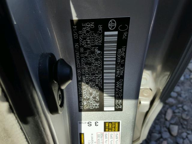 JTDZN3EU1E3351513 - 2014 TOYOTA PRIUS V SILVER photo 10