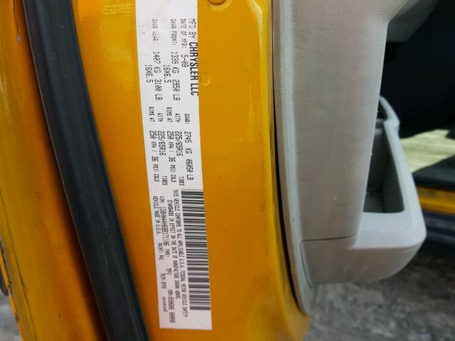 1D8HN44H68B171106 - 2008 DODGE GRAND CARA YELLOW photo 10