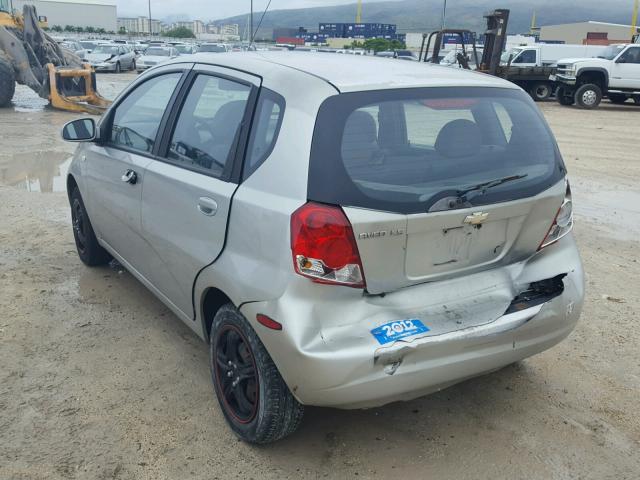 KL1TD62605B463491 - 2005 CHEVROLET AVEO BASE SILVER photo 3