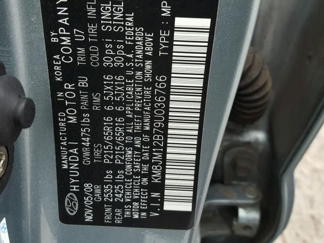 KM8JM12B79U036766 - 2009 HYUNDAI TUCSON GLS BLUE photo 10