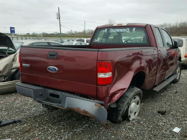 1FTRX14W35NA69850 - 2005 FORD F150 BURGUNDY photo 4