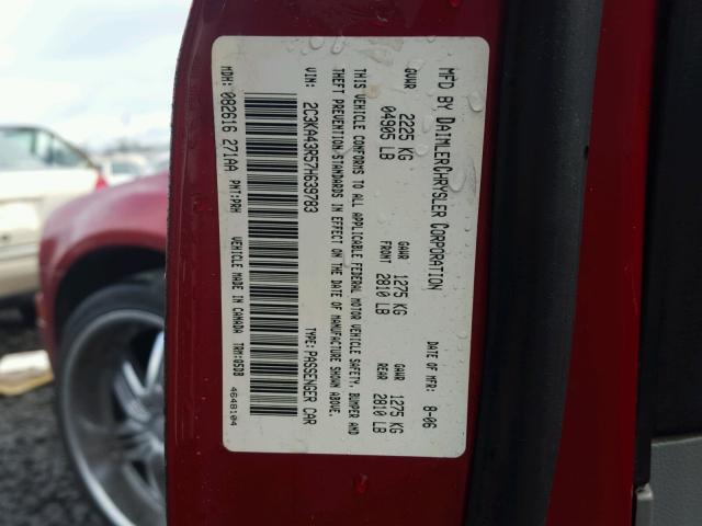 2C3KA43R57H639783 - 2007 CHRYSLER 300 RED photo 10