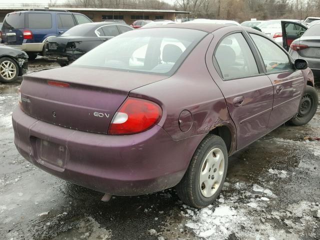 1B3ES46C8YD717051 - 2000 DODGE NEON BASE PURPLE photo 4