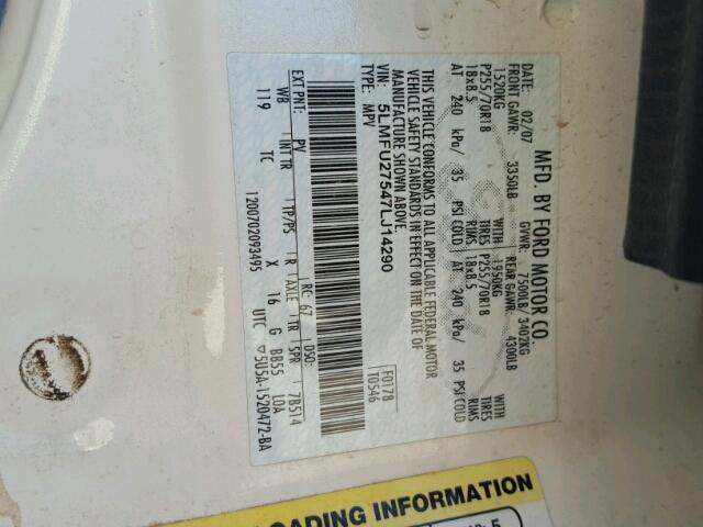 5LMFU27547LJ14290 - 2007 LINCOLN NAVIGATOR TAN photo 10