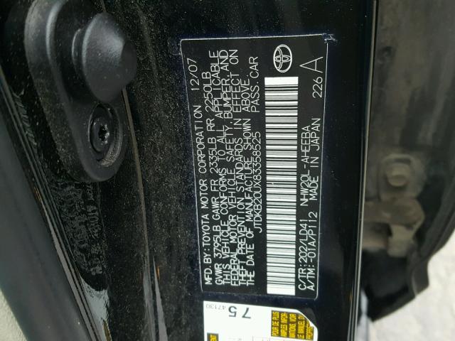 JTDKB20UX83358525 - 2008 TOYOTA PRIUS BLACK photo 10