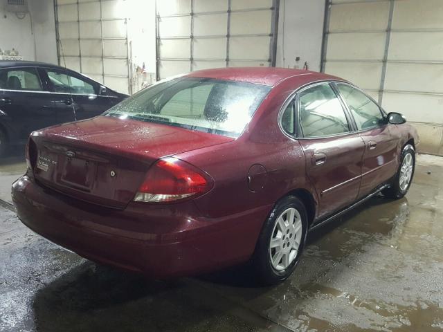 1FAFP53UX7A166151 - 2007 FORD TAURUS SE BURGUNDY photo 4