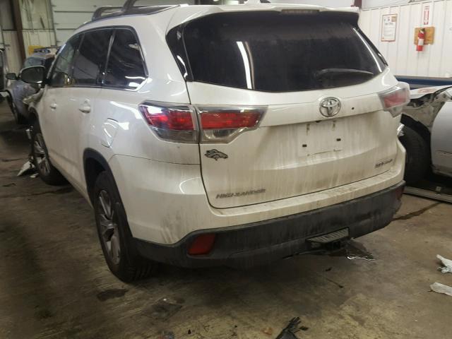 5TDJKRFHXFS185888 - 2015 TOYOTA HIGHLANDER WHITE photo 3