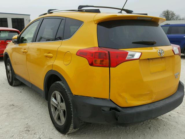 JTMWFREV3D5001749 - 2013 TOYOTA RAV4 XLE YELLOW photo 3