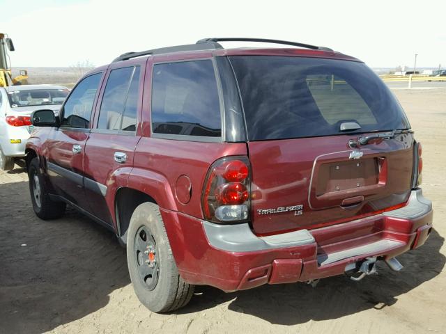 1GNDT13S152354480 - 2005 CHEVROLET TRAILBLAZE MAROON photo 3