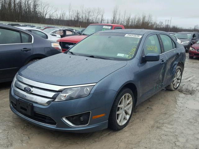 3FAHP0JA7BR338350 - 2011 FORD FUSION SEL BLUE photo 2