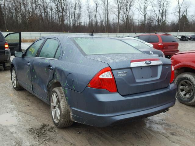 3FAHP0JA7BR338350 - 2011 FORD FUSION SEL BLUE photo 3