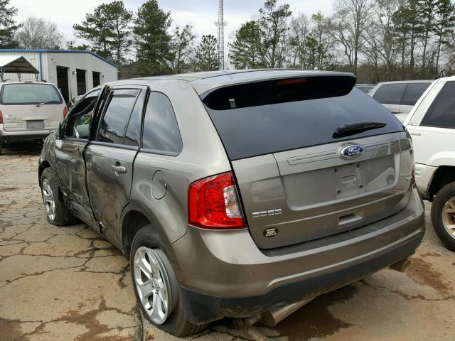 2FMDK3JC2DBA09627 - 2013 FORD EDGE SEL BROWN photo 3