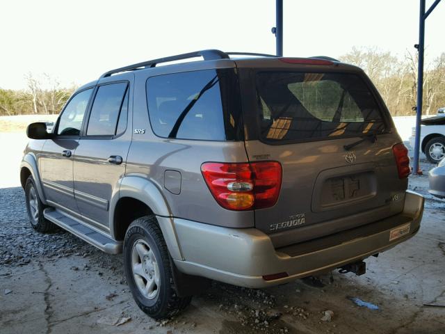 5TDZT34A62S078267 - 2002 TOYOTA SEQUOIA SR GRAY photo 3