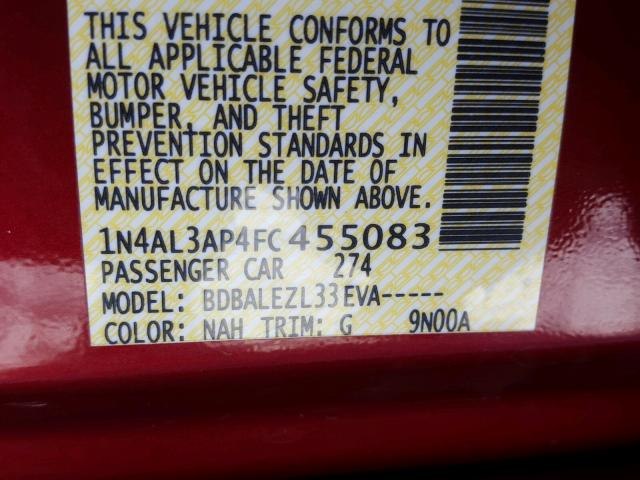 1N4AL3AP4FC455083 - 2015 NISSAN ALTIMA 2.5 RED photo 10