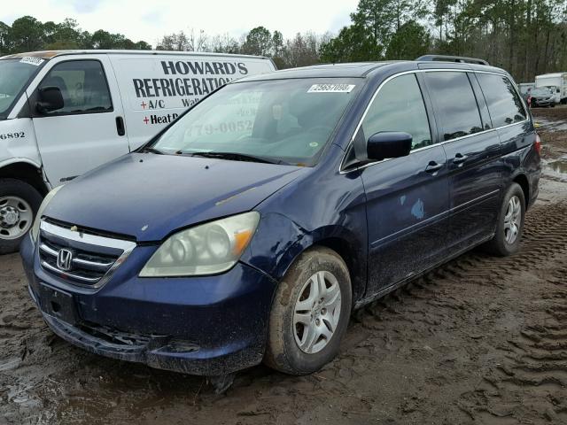 5FNRL38657B110546 - 2007 HONDA ODYSSEY EX BLUE photo 2