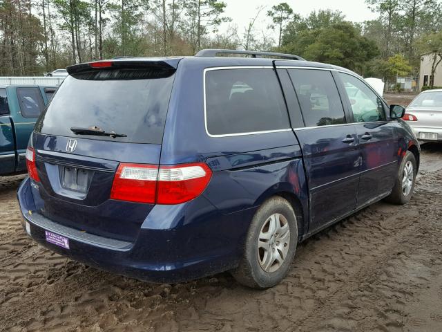 5FNRL38657B110546 - 2007 HONDA ODYSSEY EX BLUE photo 4