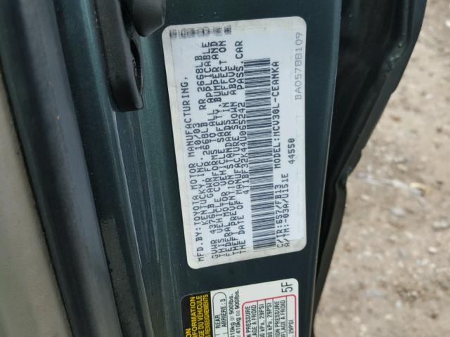 4T1BF32K44U065242 - 2004 TOYOTA CAMRY LE GRAY photo 10