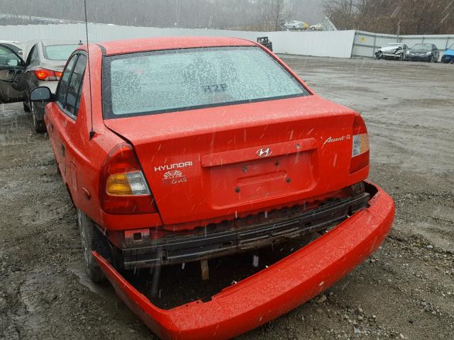 KMHCG45C72U393148 - 2002 HYUNDAI ACCENT GL RED photo 3