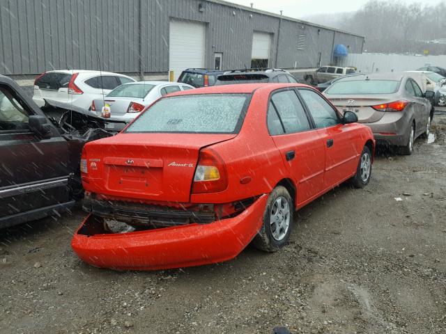 KMHCG45C72U393148 - 2002 HYUNDAI ACCENT GL RED photo 4