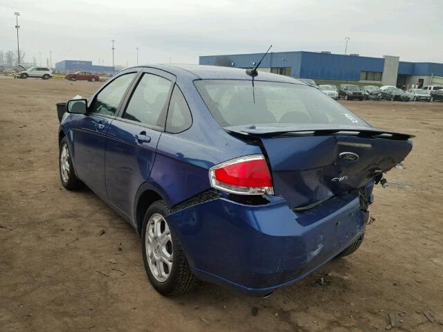 1FAHP36N29W244851 - 2009 FORD FOCUS SES BLUE photo 3