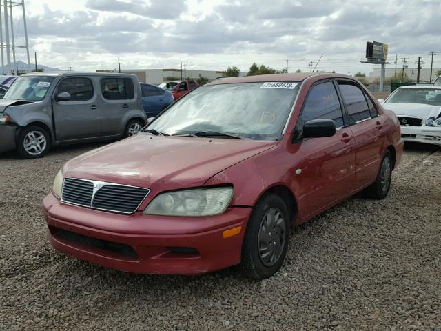 JA3AJ26E02U021263 - 2002 MITSUBISHI LANCER ES MAROON photo 2