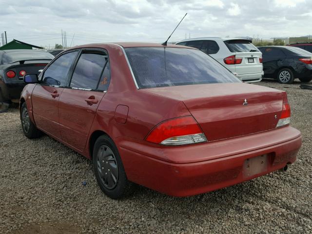 JA3AJ26E02U021263 - 2002 MITSUBISHI LANCER ES MAROON photo 3