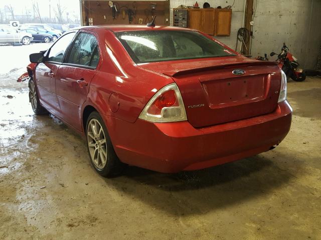 3FAHP07Z79R205627 - 2009 FORD FUSION SE RED photo 3