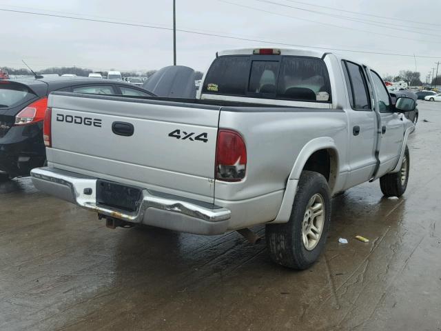 1B7HG48N22S662773 - 2002 DODGE DAKOTA QUA SILVER photo 4