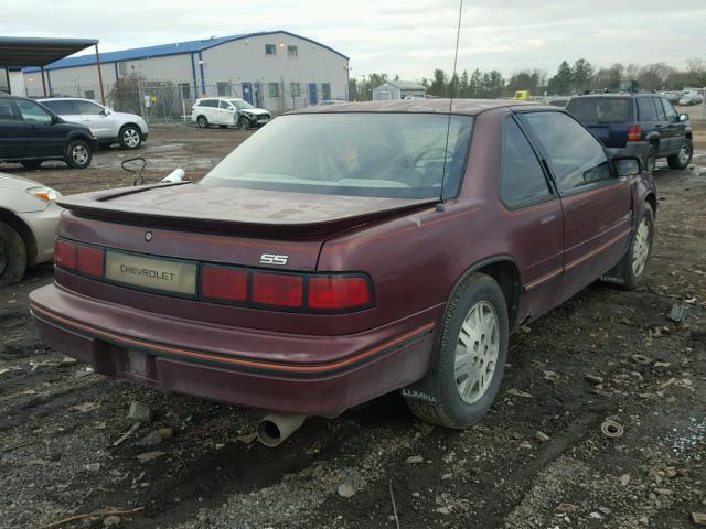 2G1WN14TXN9131500 - 1992 CHEVROLET LUMINA EUR MAROON photo 4