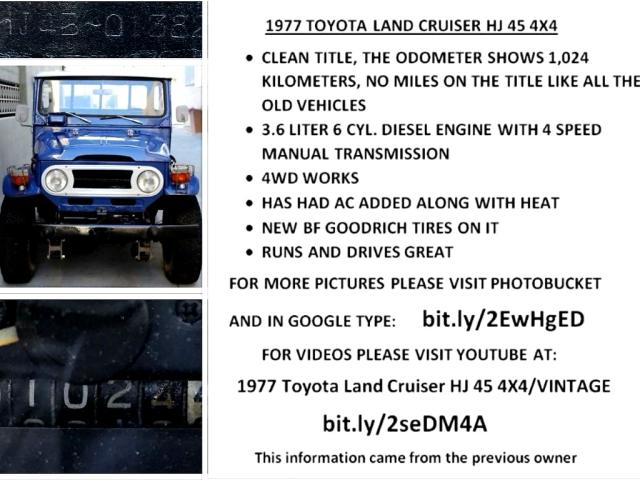 HJ45013826 - 1977 TOYOTA LANDCRUISR BLUE photo 10