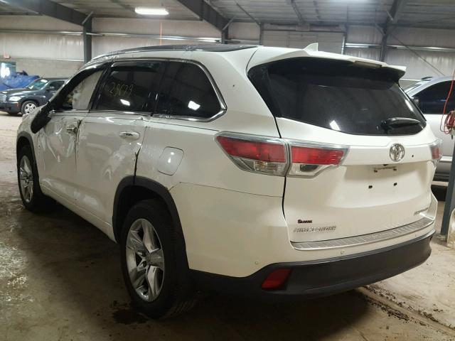 5TDDKRFH6ES034185 - 2014 TOYOTA HIGHLANDER WHITE photo 3