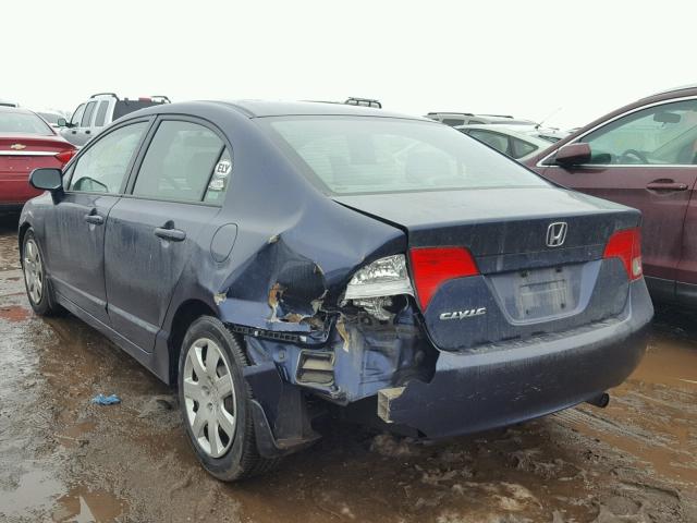 1HGFA16597L116565 - 2007 HONDA CIVIC LX BLUE photo 3